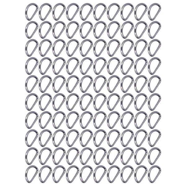 100 st D-ringar Slitstarka Tåliga Lätta att Byta Bekväma Praktiska Kompakta Väskspännen för Halsband Grå 2x15x10mm