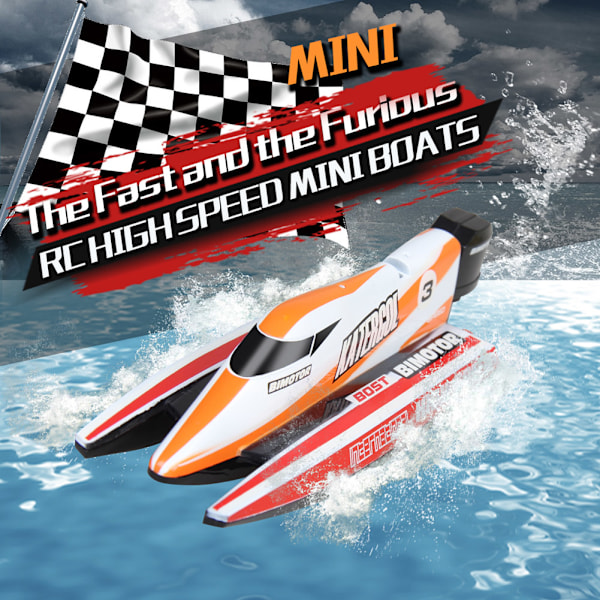 RC 2,4 GHz fjernkontroll 4-kanals minibåtracing motorbåtmodell Fartøy (oransje)