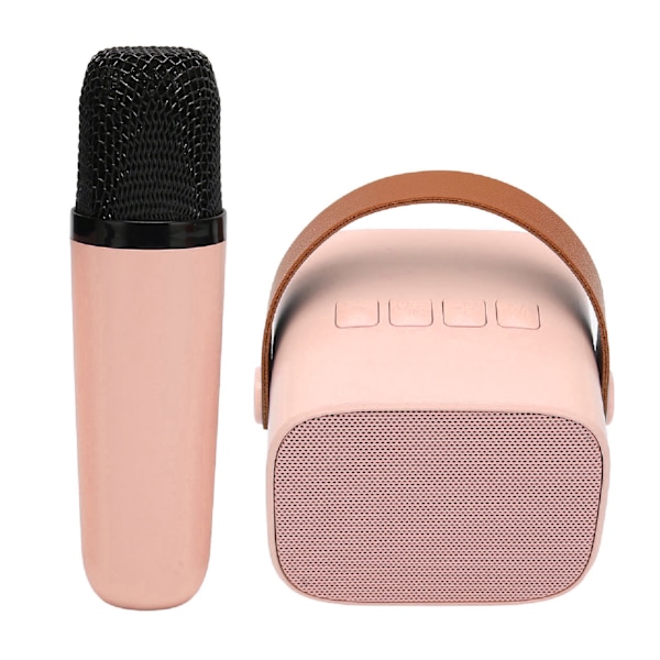 Mini Karaoke Maskine Sæt Understøtter Bluetooth AUX USB Hukommelseskort Bærbar Bluetooth Højttaler med Trådløs Mikrofon Pink