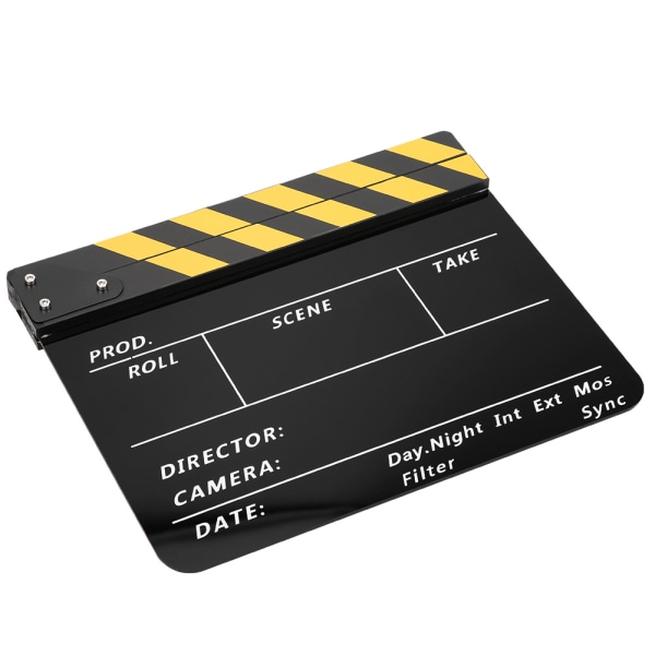 Akryl 30x25 cm Clapperboard Regissør Film Clappers Film- og TV-fotografering PropGul stripete tavle(PAV1YBE)