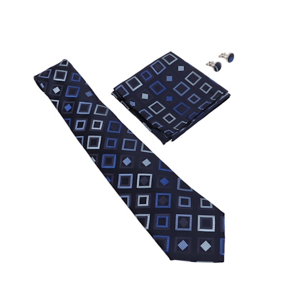 Herr Slips Set Näsduk Manschettknappar Polyester Silke Slitstark Tålig Business Fritid Stil Herrslipsar
