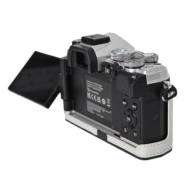 For Olympus OM-5 Camera Case Battery Opening Palm Texture PU Leather Half Body Bottom Protection - Grey