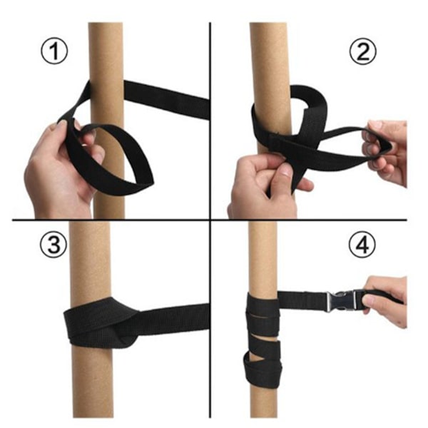 Camping Lanyard Udendørs Camping Tøjline Lejrplads Opbevaring Rem Telt Lanyard med D Spænde Sort