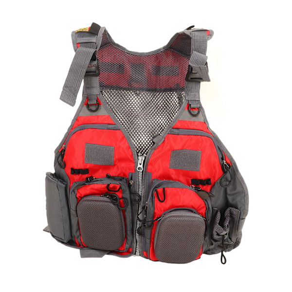 Mesh Fly Fishing Vest Red Free Size Multiple Pockets Lightweight Breathable Vest for Outdoor Activity