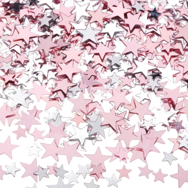 120 g Glitter Star -väripaperia, metallifoliotahdet juhla-, hää- ja lomakoristeisiin (ruusukulta + hopea 10 mm ja 6 mm)
