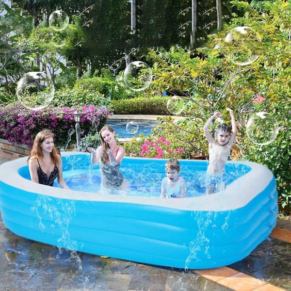 Slitesterk 1,8 m firelags rektangulært oppblåsbart svømmebasseng for familie sommer utendørs hage