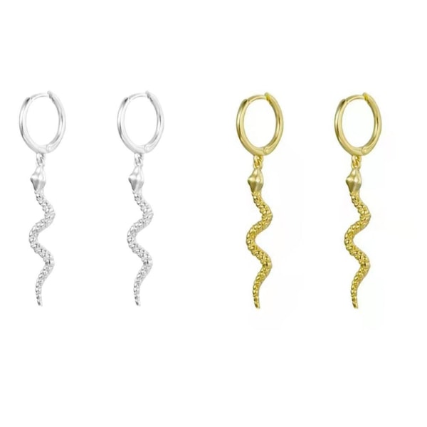 2 paria kultaisia ​​käärmekorvakoruja naisille, jotka on valmistettu herkästä 925 puhtaasta hopeasta
