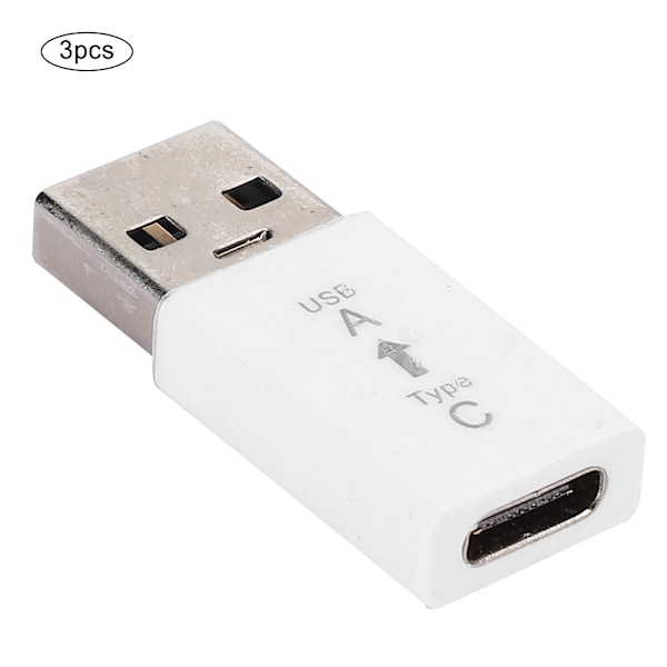 3 st USB3.0 Hane till Typ C Hona Adapter Kontakt Universal Elektronisk Omvandlare (Vit)