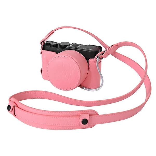 For Leica D-Lux 8 Camera Base with Lens Cap Shoulder Strap PU Leather Protective Case - Pink