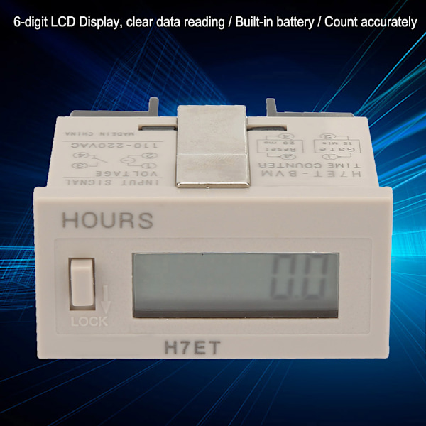 AC 110-220V H7Et BVM Digital Elektrisk Tæller Totalisator med 6-cifret LCD-display (0,0 timer)