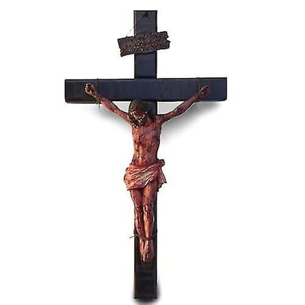 Katolsk Jesus Cross Resin Figur Stående Kors Bön Staty Hantverk Hem Vardagsrum Sovrum