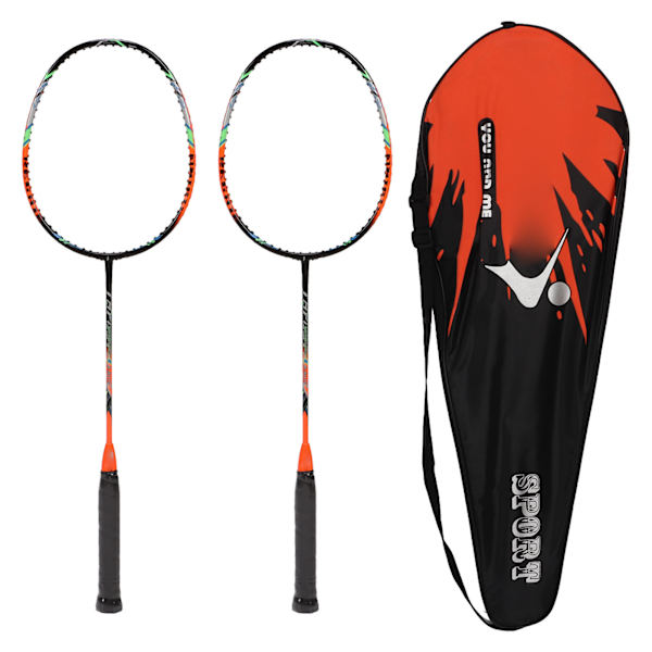 2 kpl Hiilikuitu Badmintonmailaa Ultrakevyt Aikuisten Harjoitteluun Kilpailuun Virkistykseen Oranssit