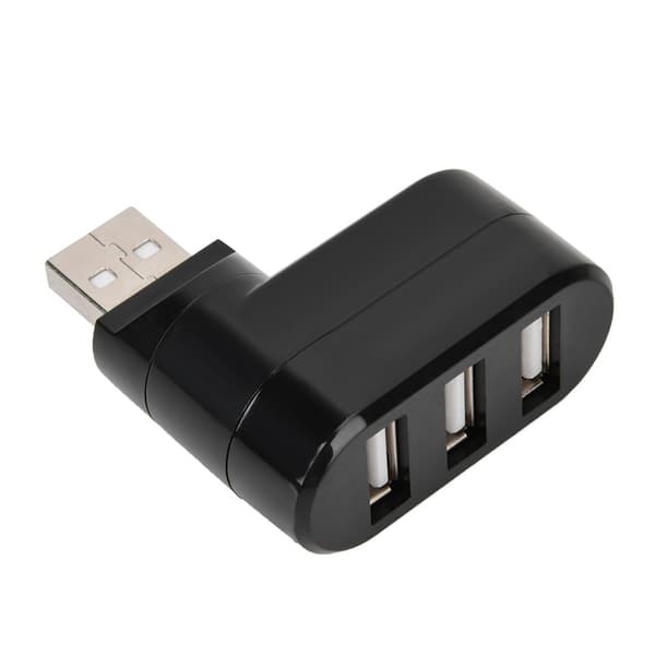 USB Hubs Porte USB 2.0 Mini Roterende Splitter Adapter Hub til PC Notebook Laptop Sort
