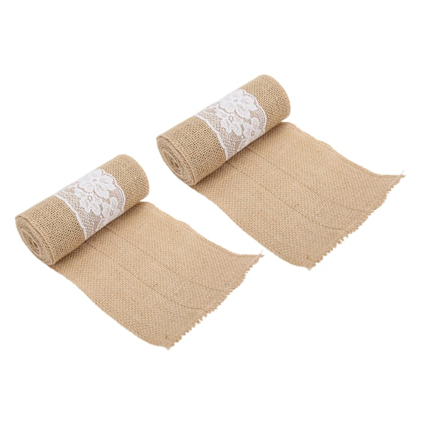2 stk. Hessian Sækkelærredsblondebånd 2,4 m Længde Blødt Holdbart Tilfældig Klipning Simpel Elegant DIY Borddekoration