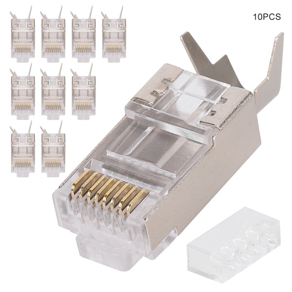 10 st Skärmade RJ45 8P8C CAT7 30GIP Kommunikationsnätverk Serverkontakter Ethernetkabel RJ45