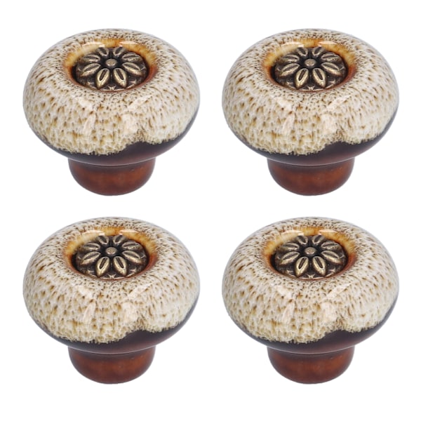 4 Set Skåphandtag Retro Rund Forma Enhåls Dörrknopp för Hem Sovrum VardagsrumGrön Antik Leopardmönster Vit