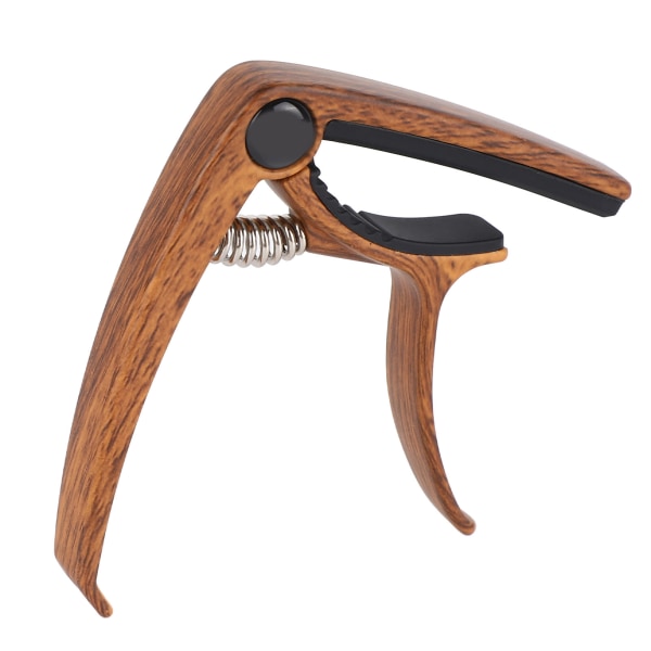 Gitar Capo Metal Justerbar fjærspenning Capo for akustisk elektrisk ukulele bass Brown Wood Grain