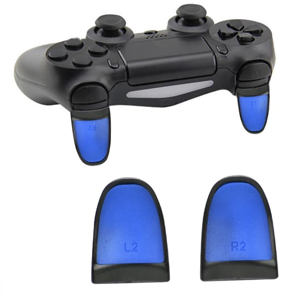 L2 R2 Forlængede Greb Blød Berøring Controller Forlængere Knapper Forlænger Aftrækker til PS4 (Blå)