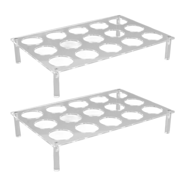 2 Set 15 Slots Platt Kaffeepadhalter Flach Acryl Kaffeepadhalter Kaffeekapsel Aufbewahrungstablett YX037