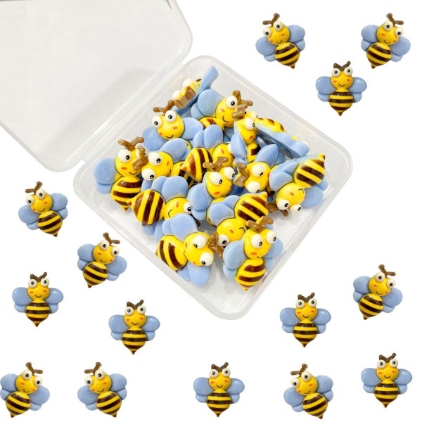15 stk Cute Resin Bee Pins, I-bead Pins Staples, Big Head Staples for Office Cards Photo Sticky Notes
