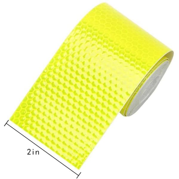 2 kpl Fluoresoiva Keltainen 5cm 3M Liimaa ja Leikkaa - Säänkestävä Heijastinteippi - Varoitusteippi
