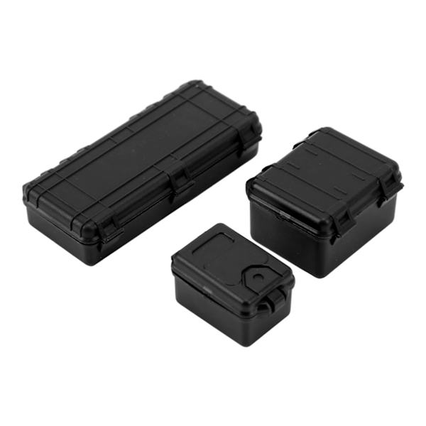 3 st RC-bil Simulerings Resväska Stor Medium Liten RC Crawler Resväska Dekoration för 1/18 1/24 Svart