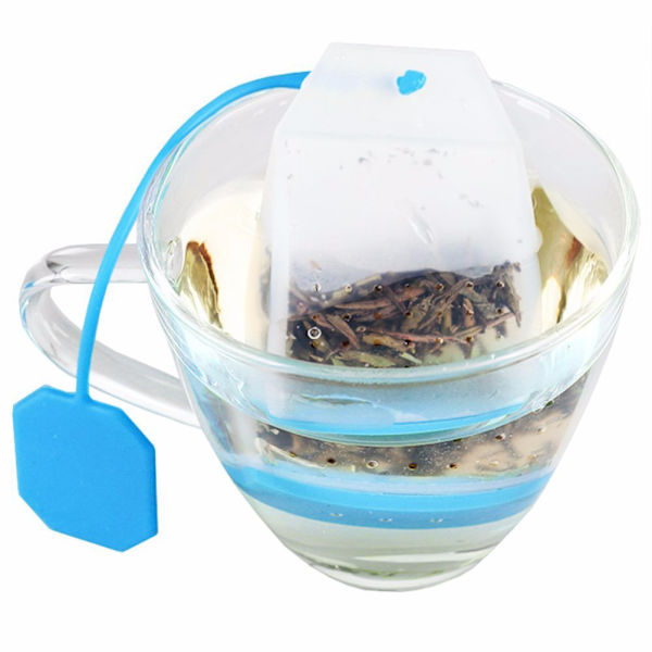 Silikonteinfuser för te med slumpmässig färg, tesil med rep för teörter