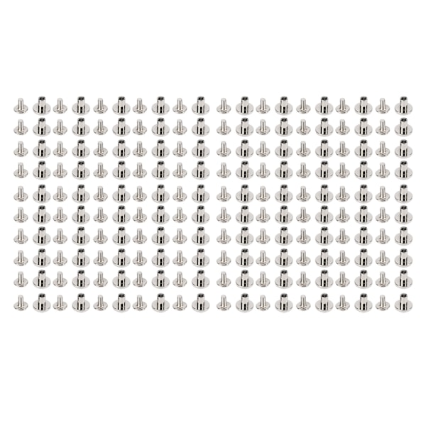 200 Set Chicago Skruvar 9.5x8mm DIY Uniform Beläggning Mässing Läderskruv Nitar Runt Huvud Kopparnitar Fästelement Silver