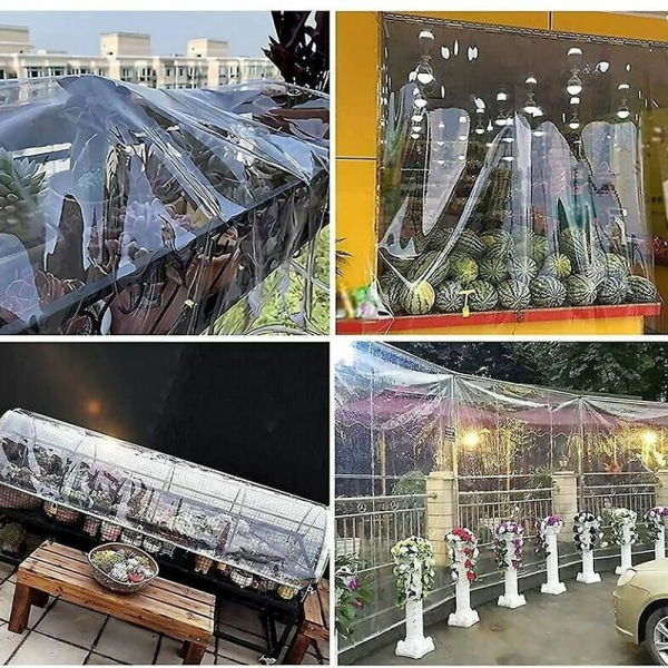 1,5 m x 1,8 m PVC-transparent presenning med maljer – vanntett, vindtett og rivesikkert utendørs deksel for planter