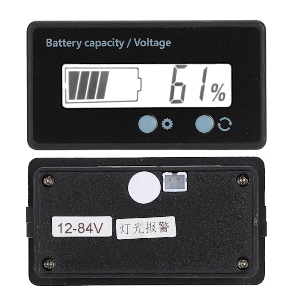 GY-6GS Batteri Strøm LCD Display Spændingsmåler 12-84V med Lys Alarm Funktion (Hvidt Lys)