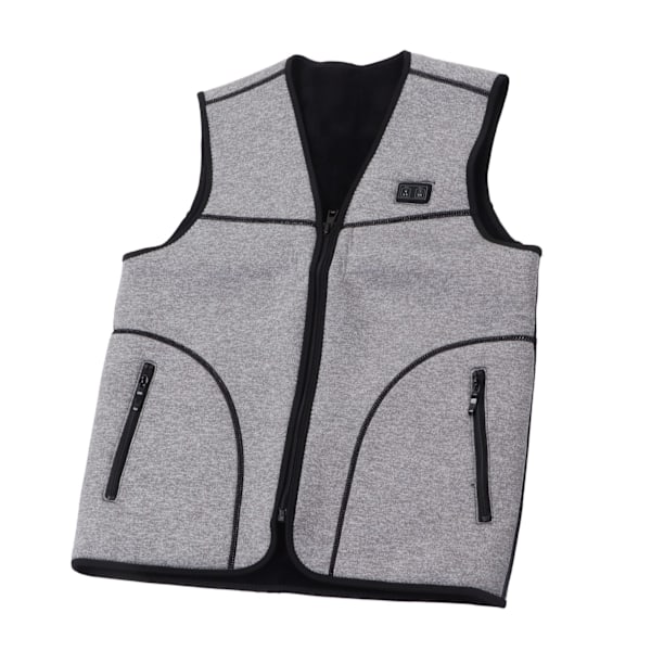 Elektrisk Opvarmet Vest 3 Opvarmningsniveauer Intelligent Temperaturstyring Grå USB Opvarmet Vest til Kvinder Mænd Ski Vandreture 3XL