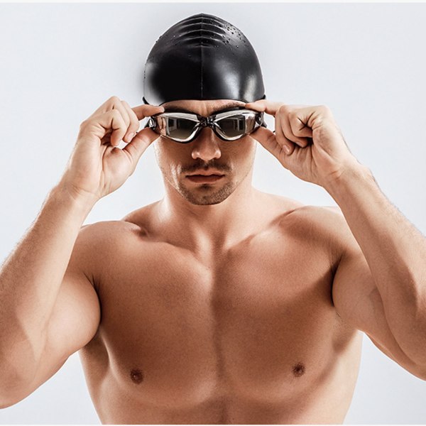 Svømmeutstyrssett - Anti-tåke, Anti-UV-briller, neseklemme, ørepropper og lue