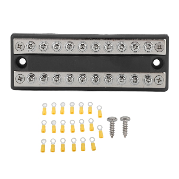 Batteribusbar DC12V til 48V 100A 10-vejs dobbelt række 20 terminaler Strømfordelingsblok til biler, campingvogne, skibe, yachter