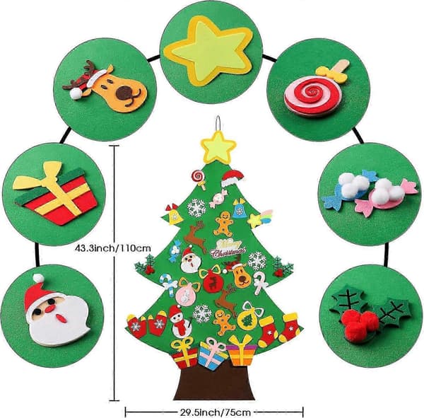 DIY Felt Christmas Tree Wall Decoration 1.1 meters