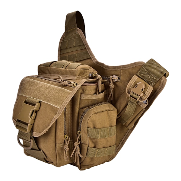Slitstark Military Chest Axelväska för män för resor och vandring utomhusutrustning (Khaki)