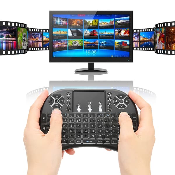 Mini Trådløst Tastatur med Baggrundslys Sort 2.4G RF 10-Meter Arbejdsafstand Smart Touchpad