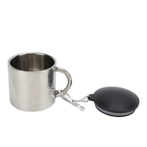 Camping kaffemugg 110 ml värmebevarande tekopp i rostfritt stål med anslutningsspänne för vandring utomhus