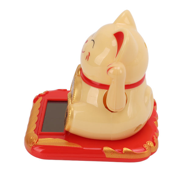 Lykkelig Kat Solcelledrevet Mini Størrelse Bringer Rigdom og Skatte Sød Smil Holdbar Maneki Neko til Bil Soveværelse Kontor Gul