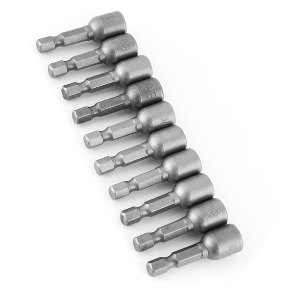10 kpl / set 1/4" varsi Metric kuusiokoloinen magneettinen mutterin set power