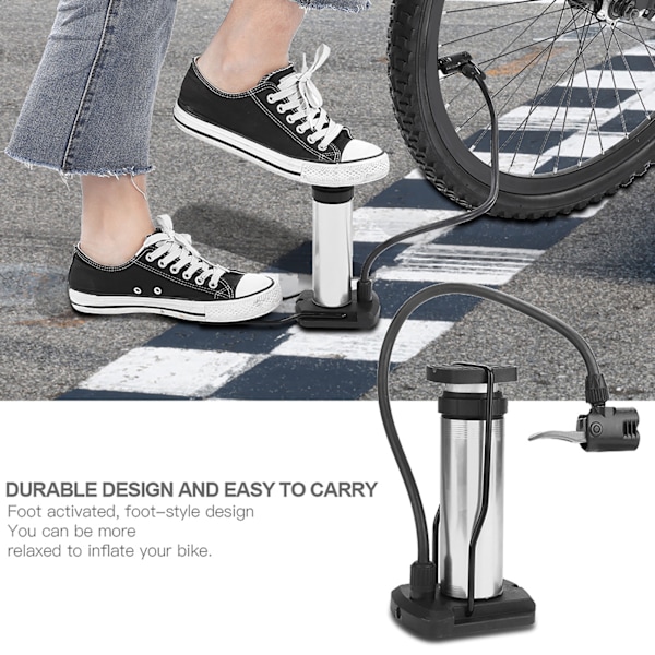 Mini Bike Pump Bärbar Cykel Motorcykel Fotpumpar Aluminiumlegering (silver)