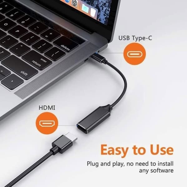 CHE® USB C - HDMI-sovitin 4K, USB Type C - HDMI-sovitinkaapeli [Thunderbolt 3 -yhteensopiva (musta)]