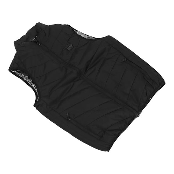 Musta 9-alueinen sähkölämmitteinen liivi, pystykaulus, tyylikäs, kaksoisohjaus, USB-lämmitteinen liivi ulkoilmaan, 3XL
