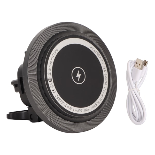 Magnetisk Trådlös Bil Laddare 15W Snabbladdning RGB Belysning 360 Graders Justering för Bil SUV Pickup