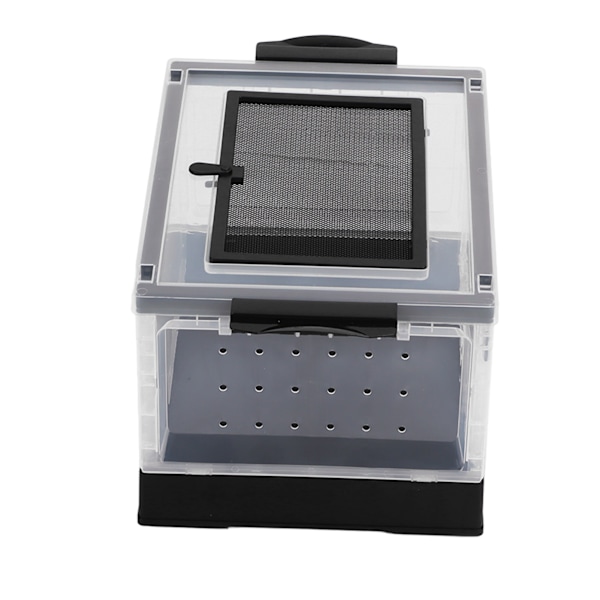 Pet Terrarium med Foldbar Frontdør, Pustende Smådyrshabitat Tank med Ruller for Rutin Kylling Hamster Svart