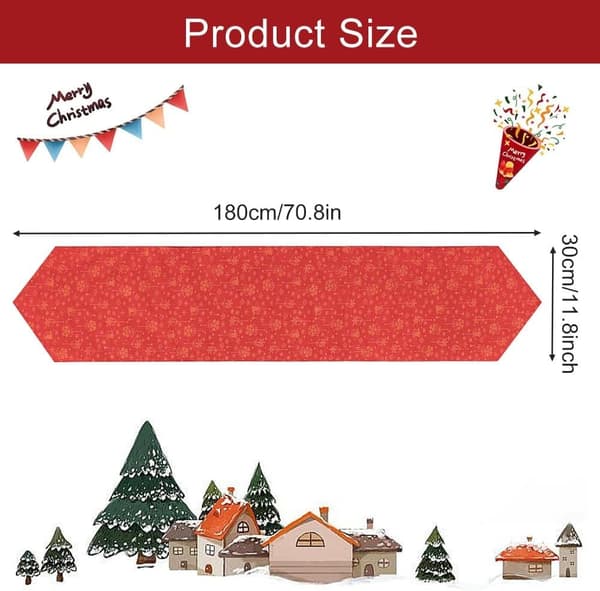Julebordsløper, Rød Julebordsløper Juletre Snøfnugg Design Duk Lang Rektangulær Duk (30x180cm)