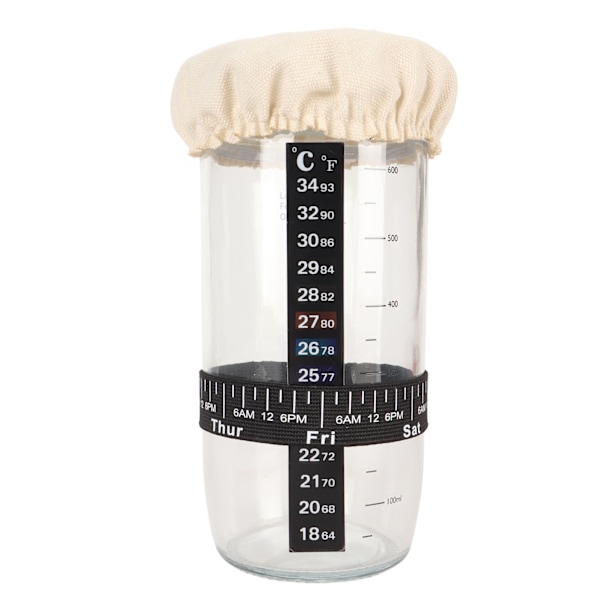 Surdejsstarter Kit 24oz Glas med Spatel Klæde Dæksel Fodringslinjemarkør Temperaturmarkør Surdej Starter Krukke til Bagning