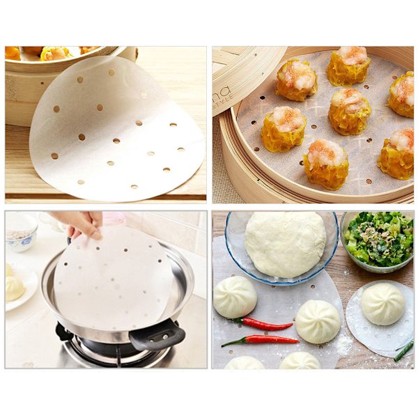100 st runda luftfritöspapper Non Stick Pads Perforerat bakplåtspapper