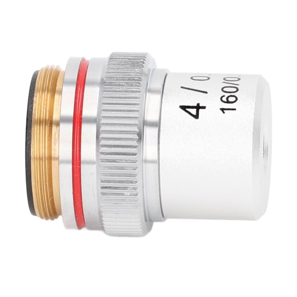 Akromatisk Mikroskop Objektiv Sølv 4X Mikroskop Objektiv Linse med 20,2 mm Standard Interface