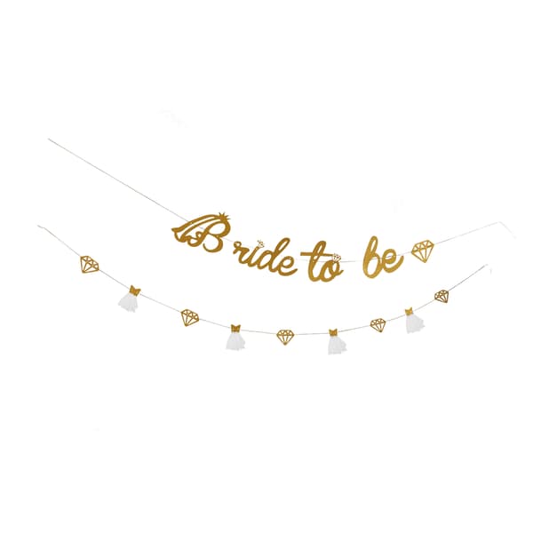Bröllopsdusch Banner Guld Glitter Papper Glänsande Charmig Bröllopsdusch Skylt Papper Mesh Bride to Be Banner för Bröllopsdusch Guld