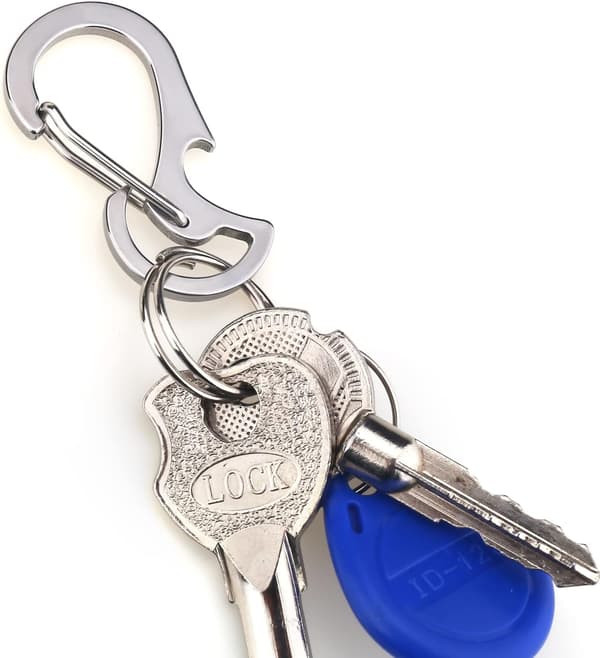 2 kpl Ruostumaton teräs 420 Monitoiminen avaimenperä, repun koukku, karabiini, pullonavaaja, hopea